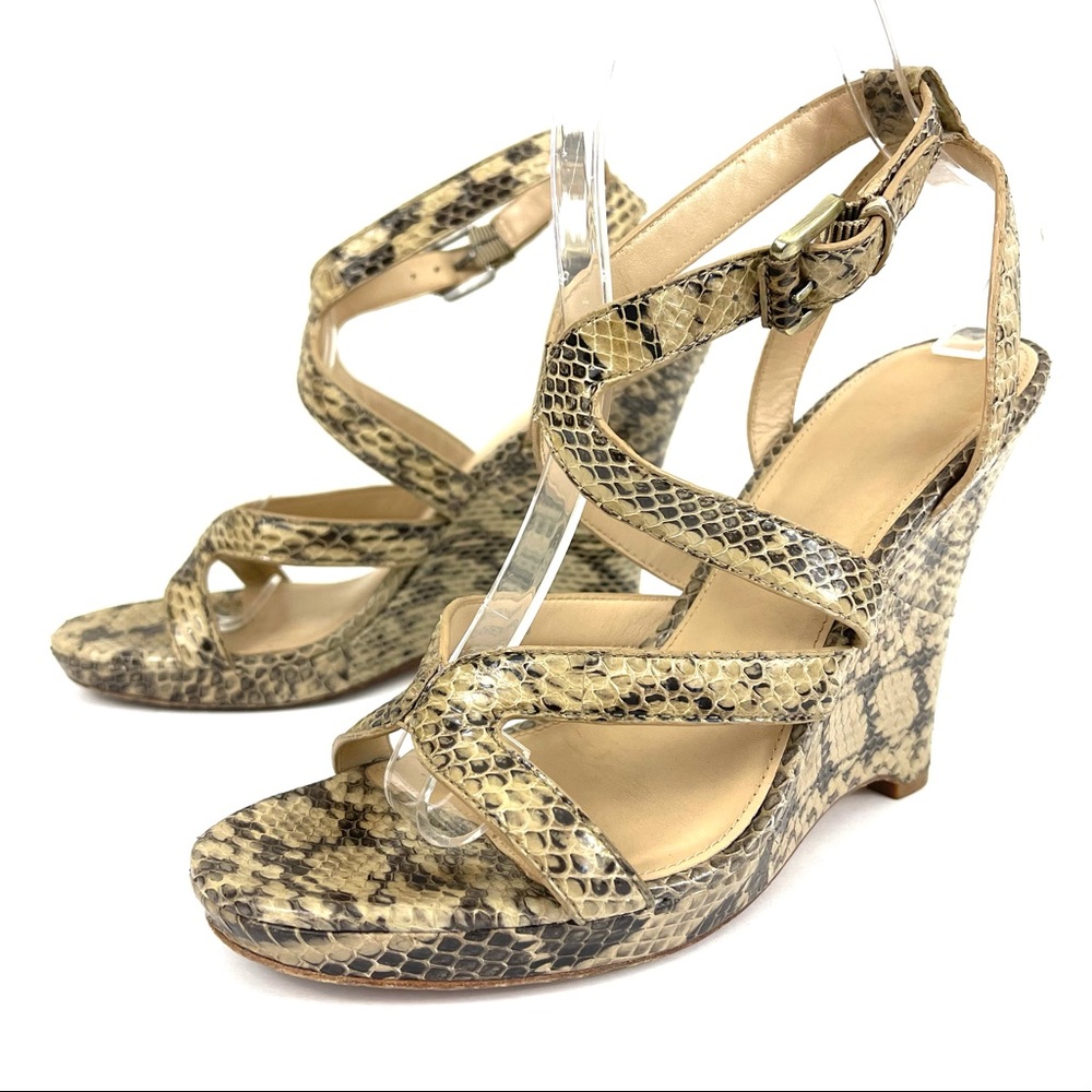 Via Spiga Epic Snake Embossed Wedge Sandals